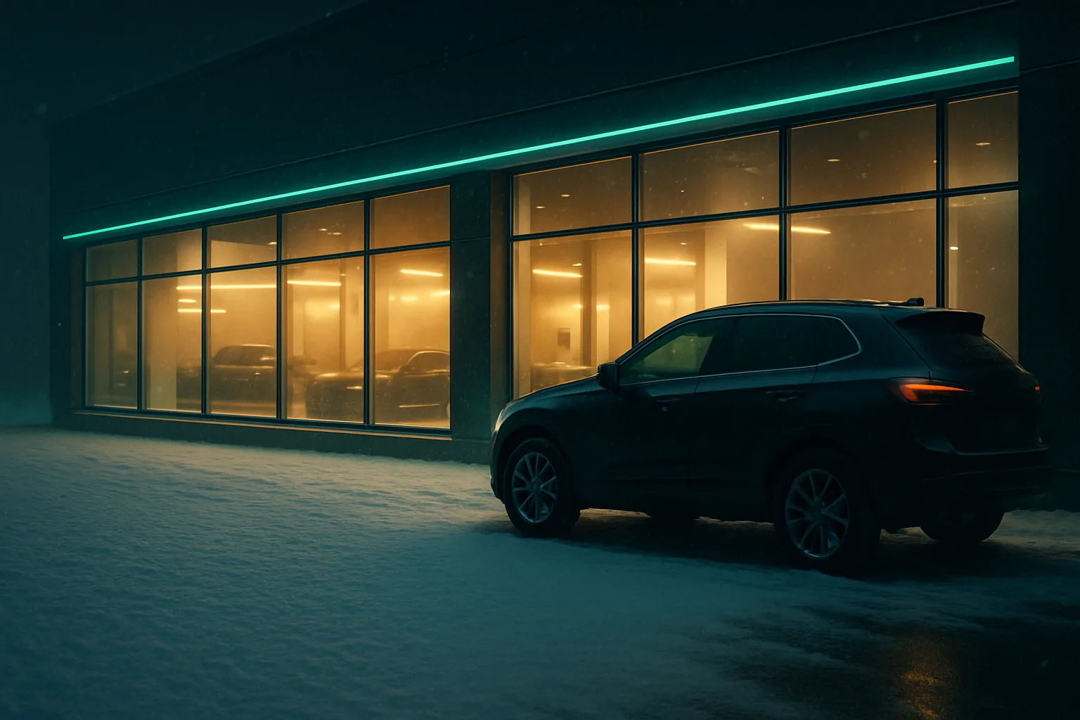 Зимний кадр у дилерского центра